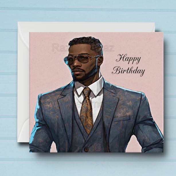 Black Man Birthday Card C2